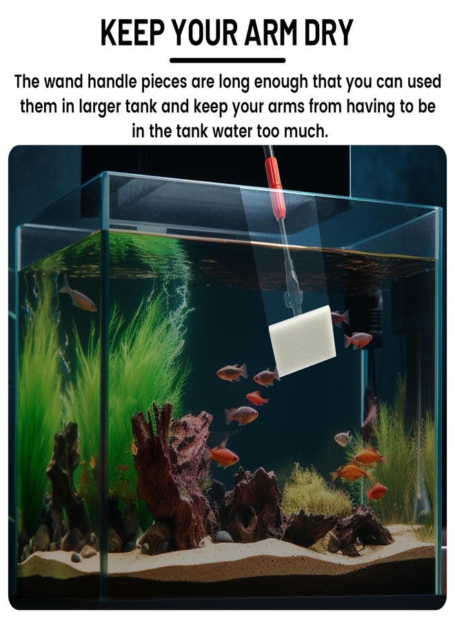 Amviner Aquarium Glass Cleaner, 7 in 1 Algae Remover for Fish Tank, Aquarium Cleaning Kit with Long Handle, Aquarium Net, Algae Scraper, Sponge Brush - Image 3